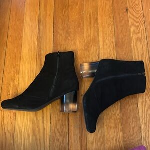 Jeffrey Campbell inthemood black suede boots ombre lucite heel 8